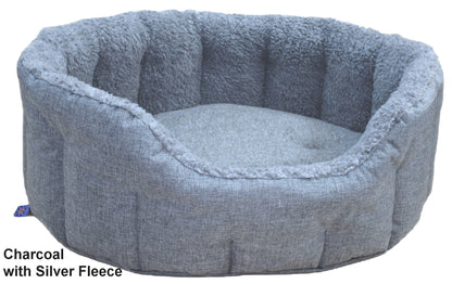 Premium Oval Bolster Drop Fronted Style Heavy Duty Polyester material with Sherpa Fleece Lining Dog Beds