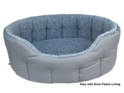 Premium Oval Bolster Drop Fronted Style Heavy Duty Polyester material with Sherpa Fleece Lining Dog Beds