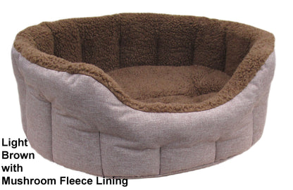 Premium Oval Bolster Drop Fronted Style Heavy Duty Polyester material with Sherpa Fleece Lining Dog Beds
