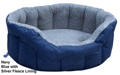 Premium Oval Bolster Drop Fronted Style Heavy Duty Polyester material with Sherpa Fleece Lining Dog Beds